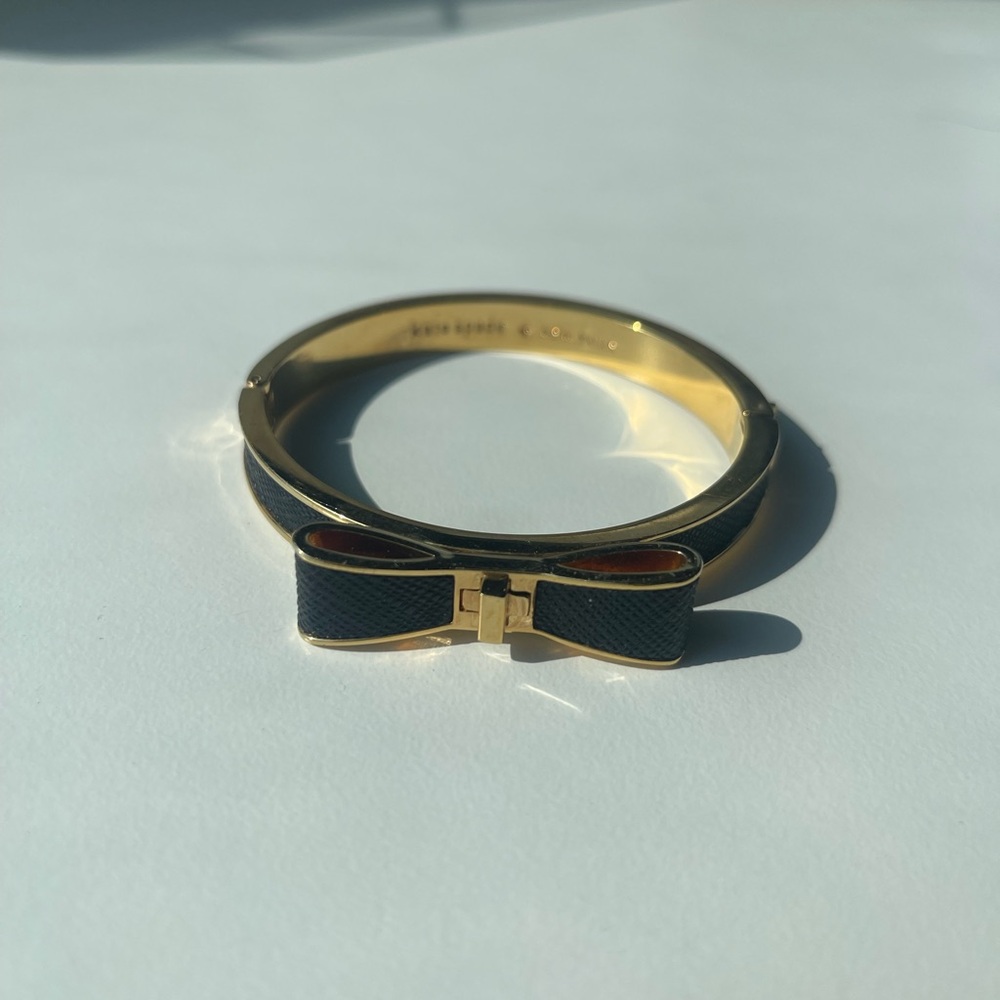 Kate spade gold and black leather bow bracelet